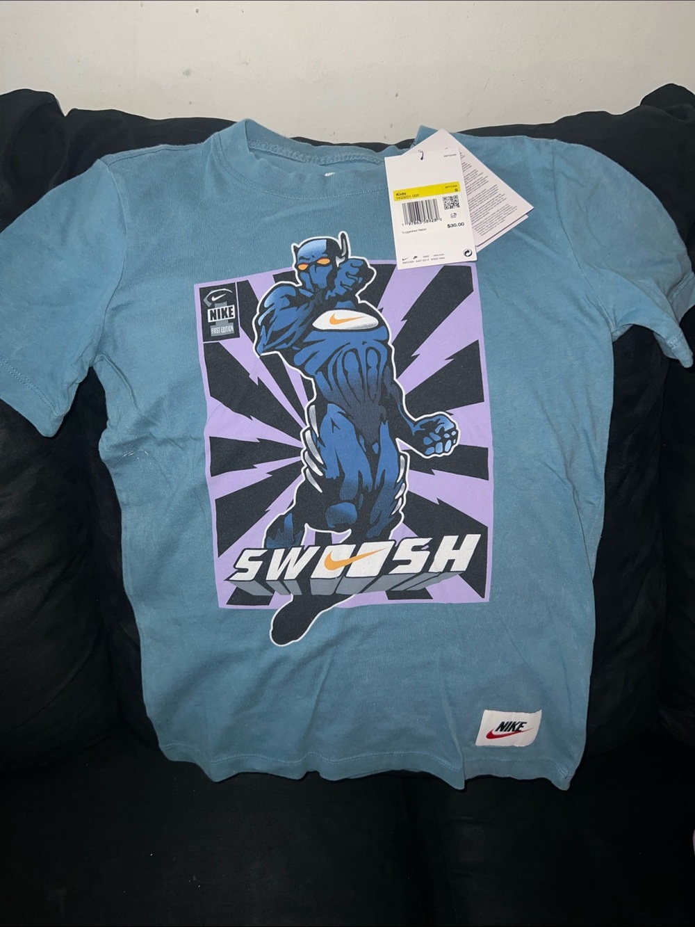 Nike Boy's Blue Graphic Swoosh Tee